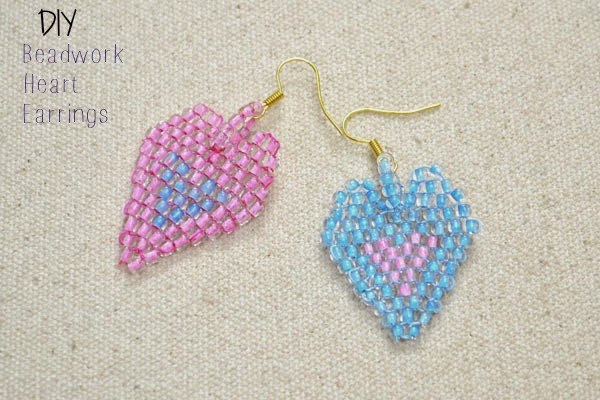\"Free-Beadwork-Techniques-on-Making-Heart-in-heart-Brick-Stitch-Earrings-step4\"